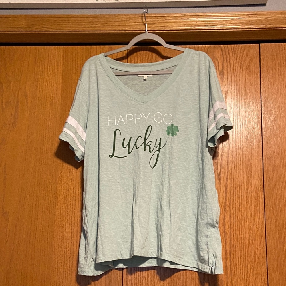 Maurices Light Green 'Happy Go Lucky' T-Shirt